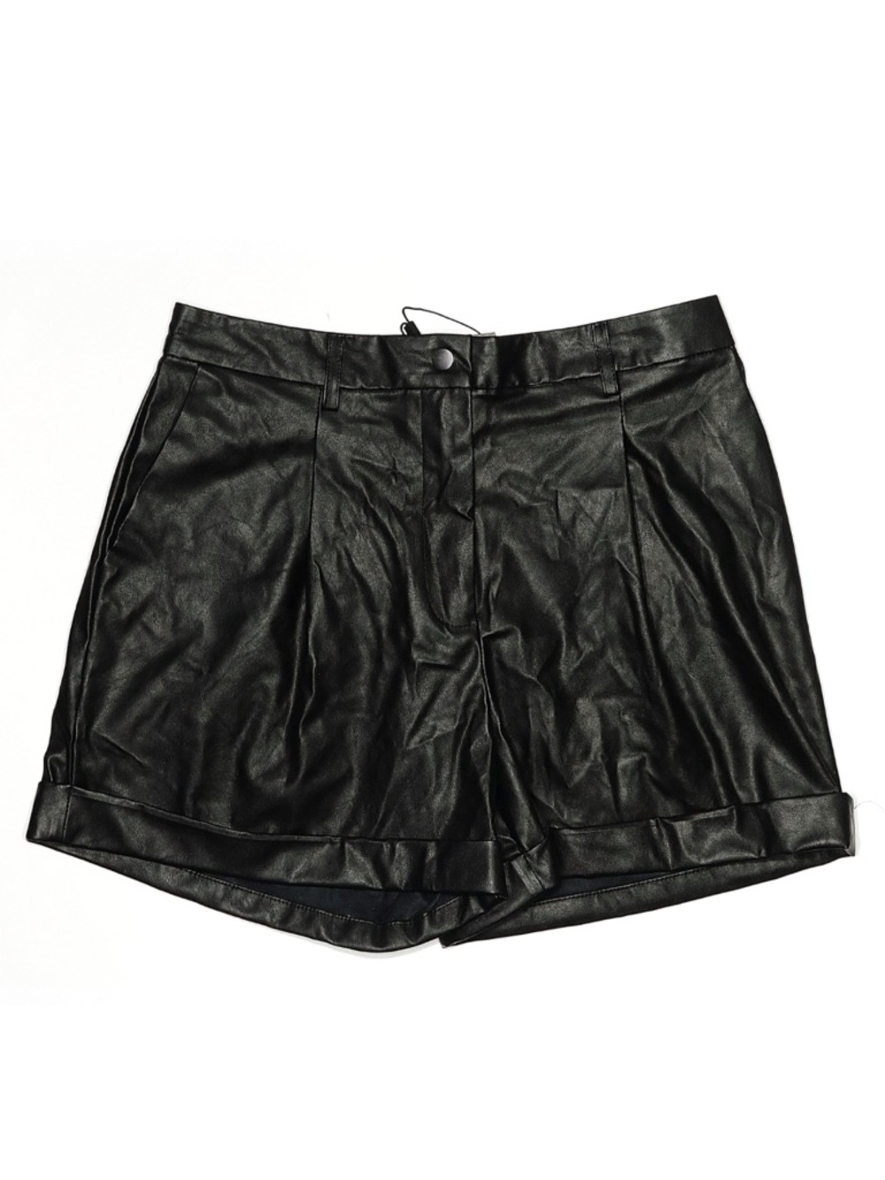BCBGMaxAzria Black Faux Leather Pleated Shorts